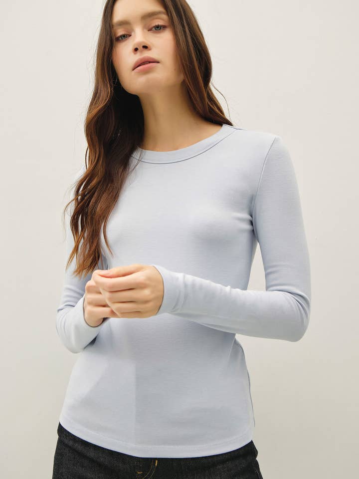 NEW COLOR-ROUND NECK LONG SLEEVE KNIT TOP for wholesale by Be Cool