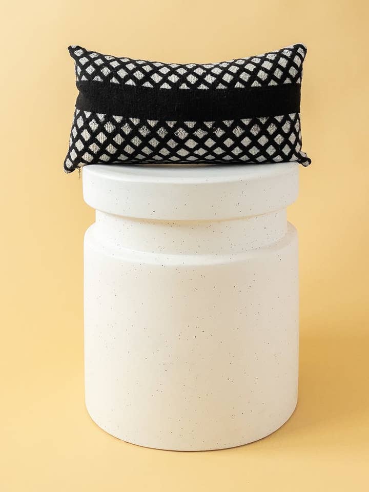 Black Mudcloth Small Lumbar Pillow 107 for wholesale by DK Renewal