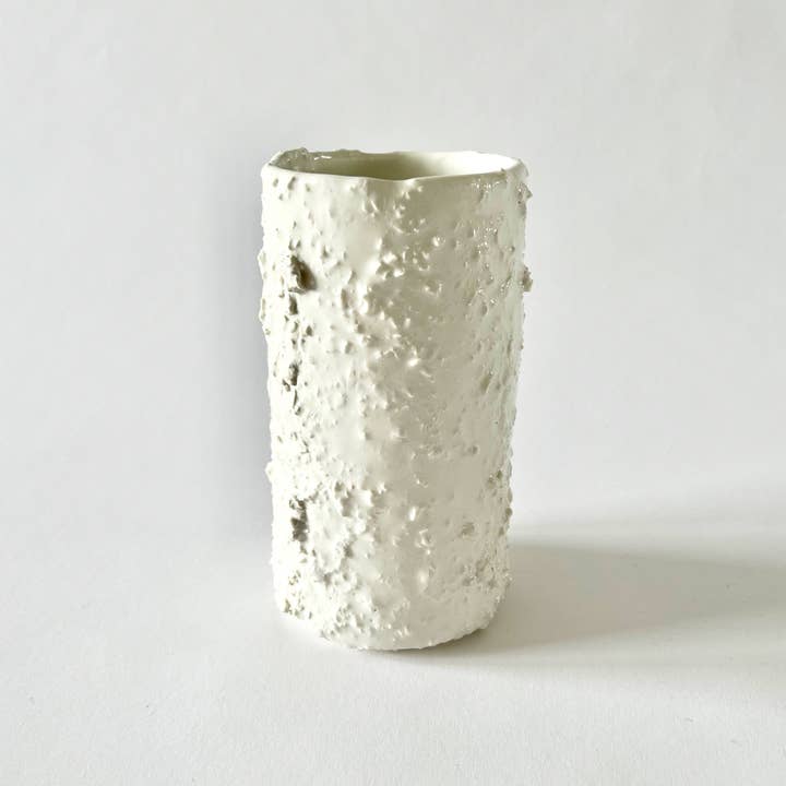 White Textured Tall Vase for wholesale by Parallel Hands