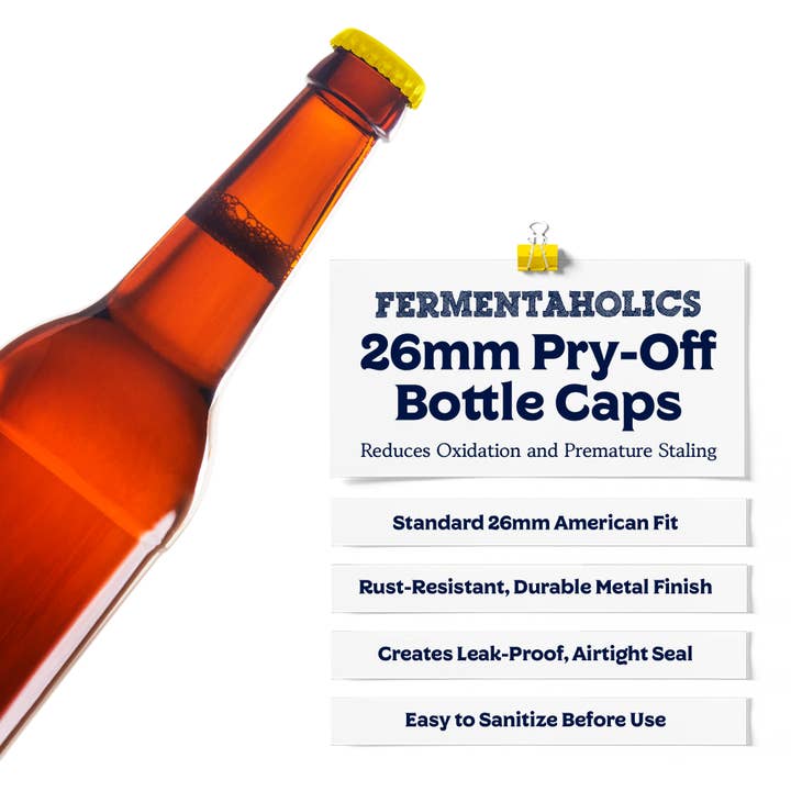 Fermentaholics - Wholesale Bottle/Wine Opener - Fermentaholics Yellow Beer Bottle Caps - 144 Count4