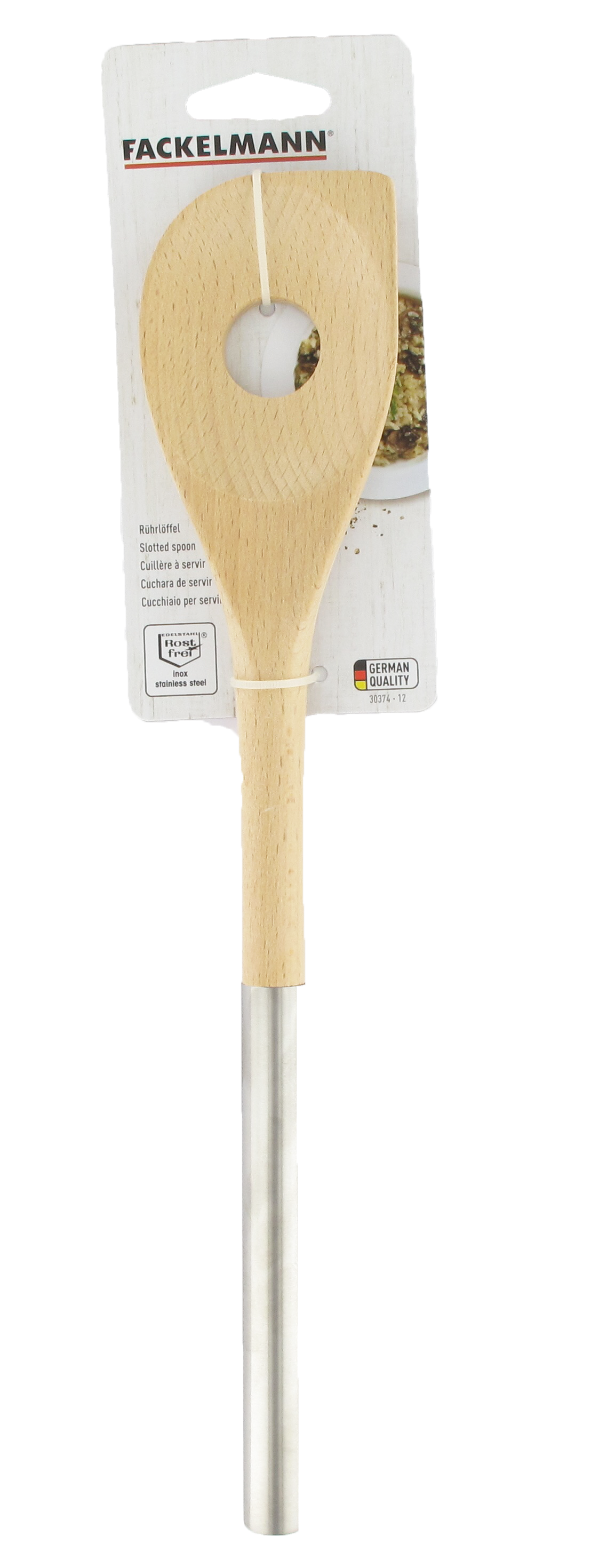 Fackelmann - Wholesale Kitchen Spoon - Beveled stainless steel wooden spoon 34 cm5