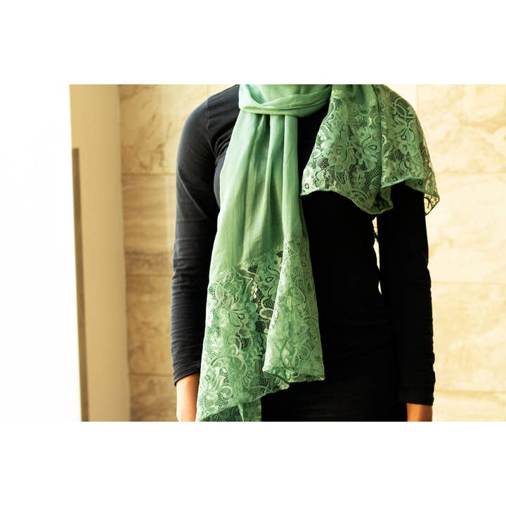 Bella Hijabs - Wholesale Hijab - Women's - Modal Lace Hijab - Seafoam Green1