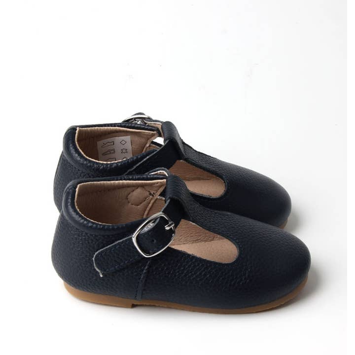 Babyboo Paris - Wholesale Sandals - Kids - Navy blue leather salomés rigid soles2