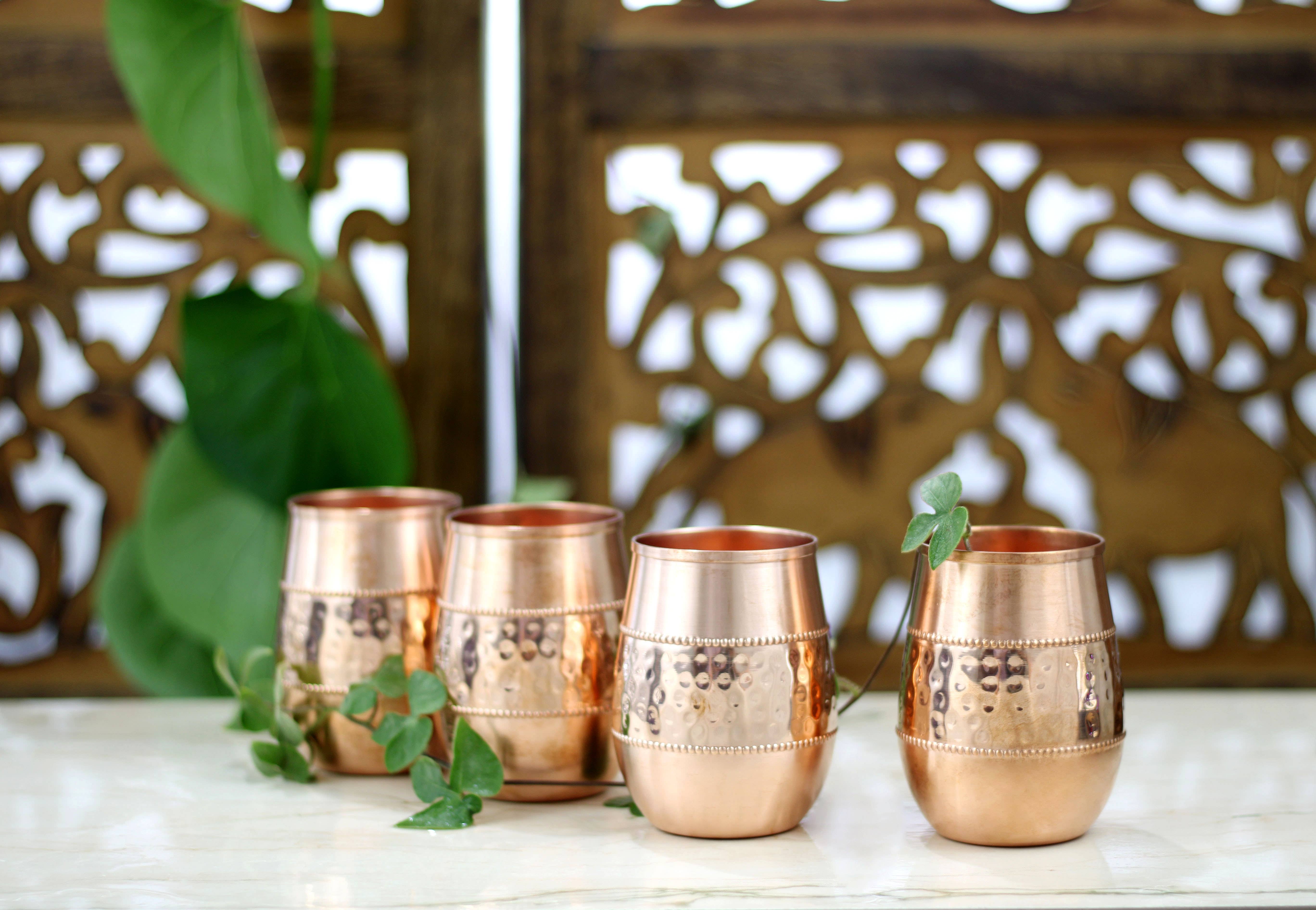 El'Cobre-Ecozonelifestyle – Großhandel Trinkglas/Tasse – Mid-Sequence Kupfer-Gläser-Set mit 4 Gläsern3