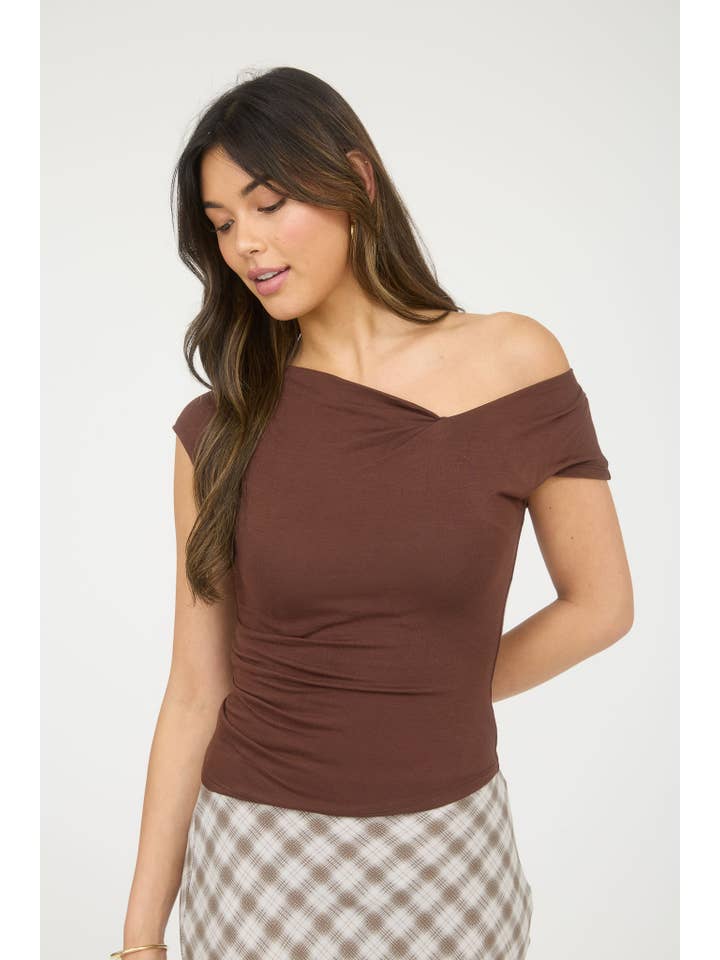 The Workshop Studio - Wholesale Knit Top - Women's - ASYMMETRICAL WRAP NECKLINE KNIT TOP5