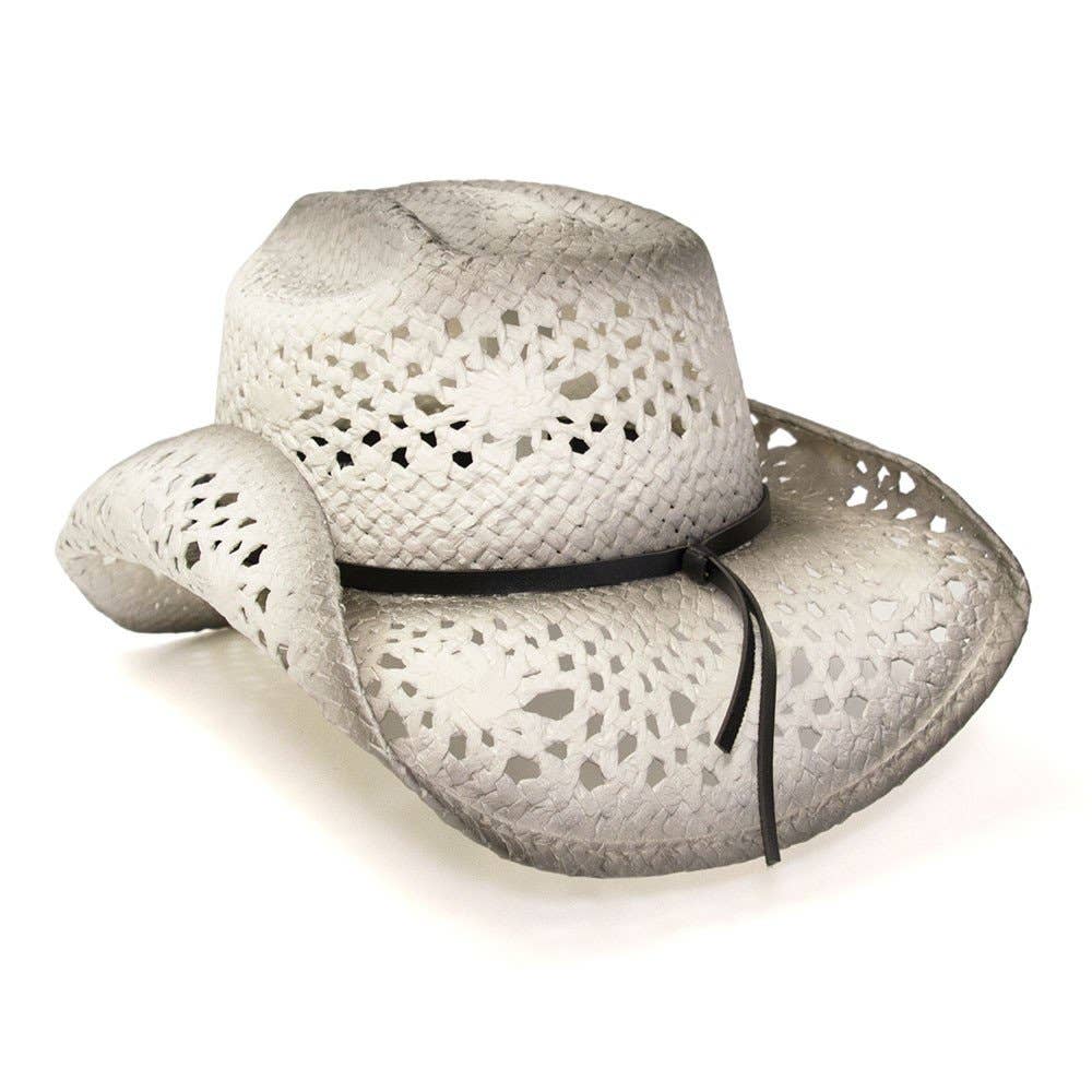 Western Express - Vendita all'ingrosso Cappello da cowboy - Donna - Cappello da cowboy in paglia bianco e grigio2
