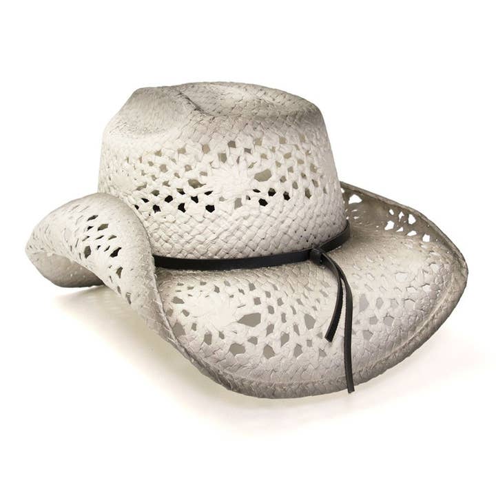 Western Express - Vendita all'ingrosso Cappello da cowboy - Donna - Cappello da cowboy in paglia bianco e grigio2
