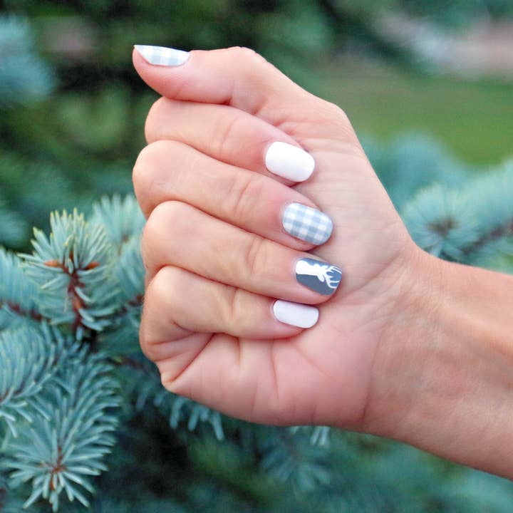 Vista Rustics - Wholesale Nail Art/Decal - Gray and White Buffalo Plaid