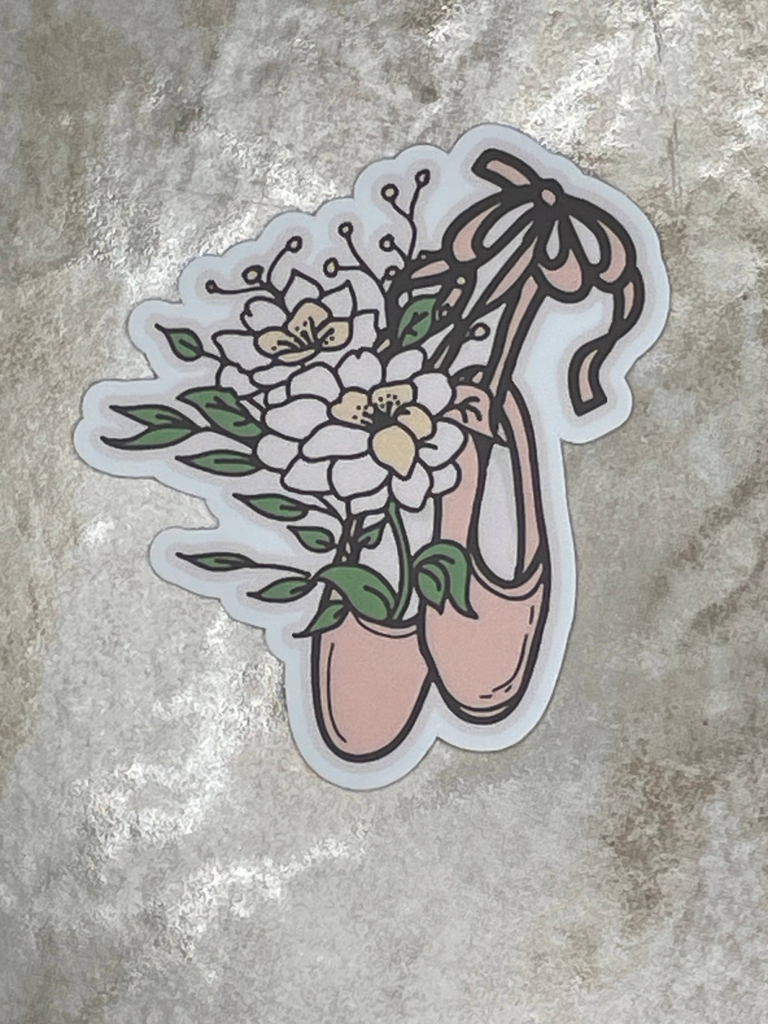 Denali & Co. - Wholesale Sticker - Pink Pointe Shoe w/ Flowers Dance Sticker3