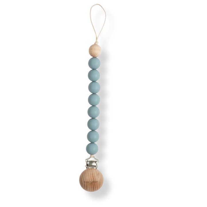 bug + bean kids - Wholesale Pacifier Clip - Baby - Pacifier Clip Holder | Silicone + Beech Wood | Cloud (Blue)
