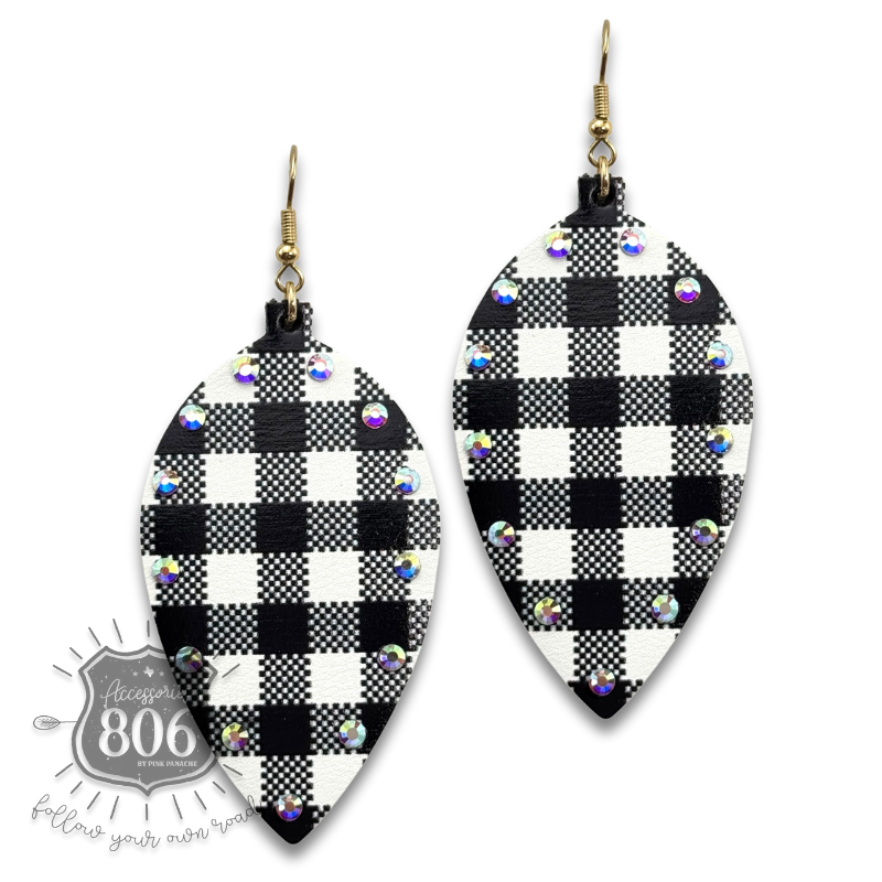 Pink Panache Brands - Vendita all'ingrosso Orecchini pendenti - Orecchino pendente con stampa a quadri buffalo decorata, ultima chiamata4