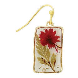 ZAD - Wholesale Dangle Earrings - Cottage Red Dried Flower Rectangle Earrings2