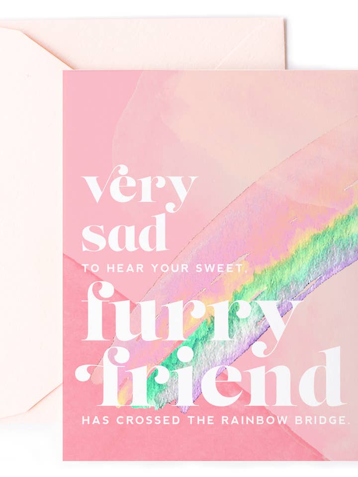 Furry Friend Rainbow Bridge - Pet Sympathy Greeting Card for wholesale by Kitty Meow Boutique