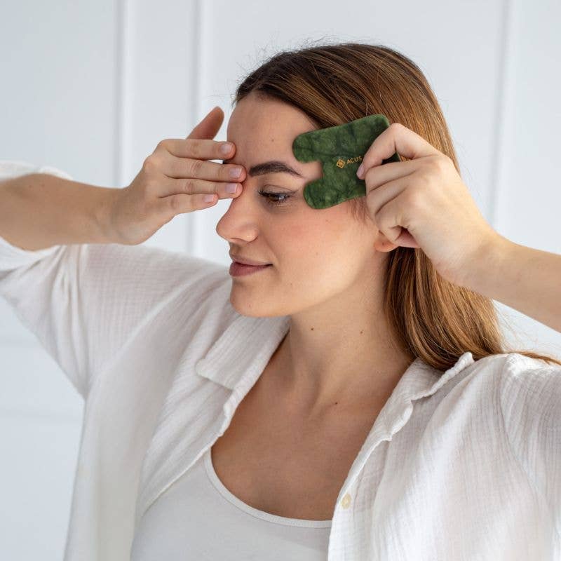 ACUS MED - Venta al por mayor Utensilio Gua Sha - Piedra Gua Sha de Jade | Herramienta Gua Sha Rectangular Verde3