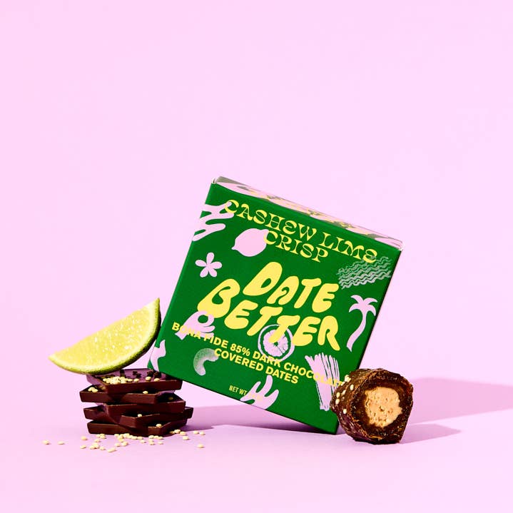 Date Better Snacks - Wholesale Chocolate Covered Sweets - Cashew Lime Crisp- Chocolate Covered Dates