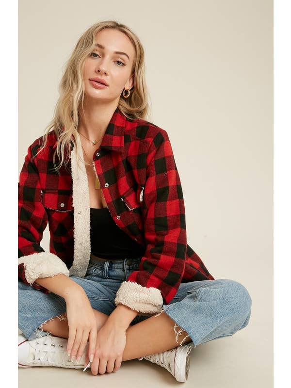 Pink Irene Wholesale - Wholesale Shirtjack/Shacket - Dames - SHERPA GEVOERD GERUITE JAS AAN DE VOORKANT8