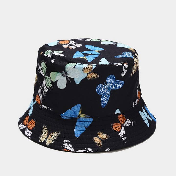 ACCITY - Wholesale Bucket Hat - Women's - COLORFUL BUTTERFLY PATTERN BUCKET HAT_CWAH16499