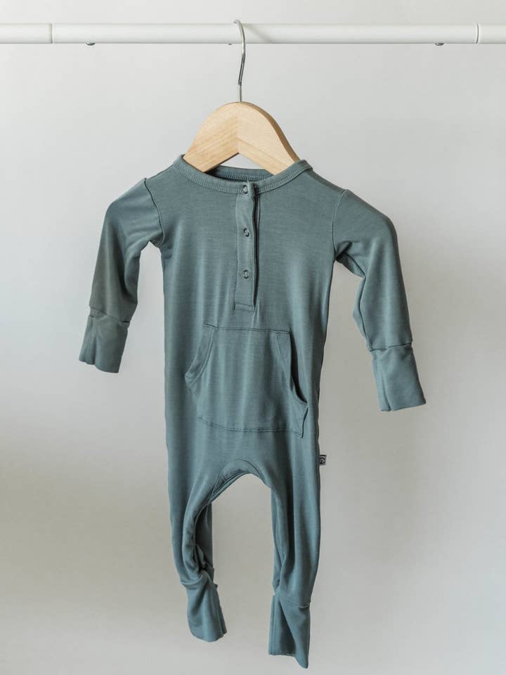 Long Sleeve Romper - Sea Blue for wholesale by Jettson Cole LLC