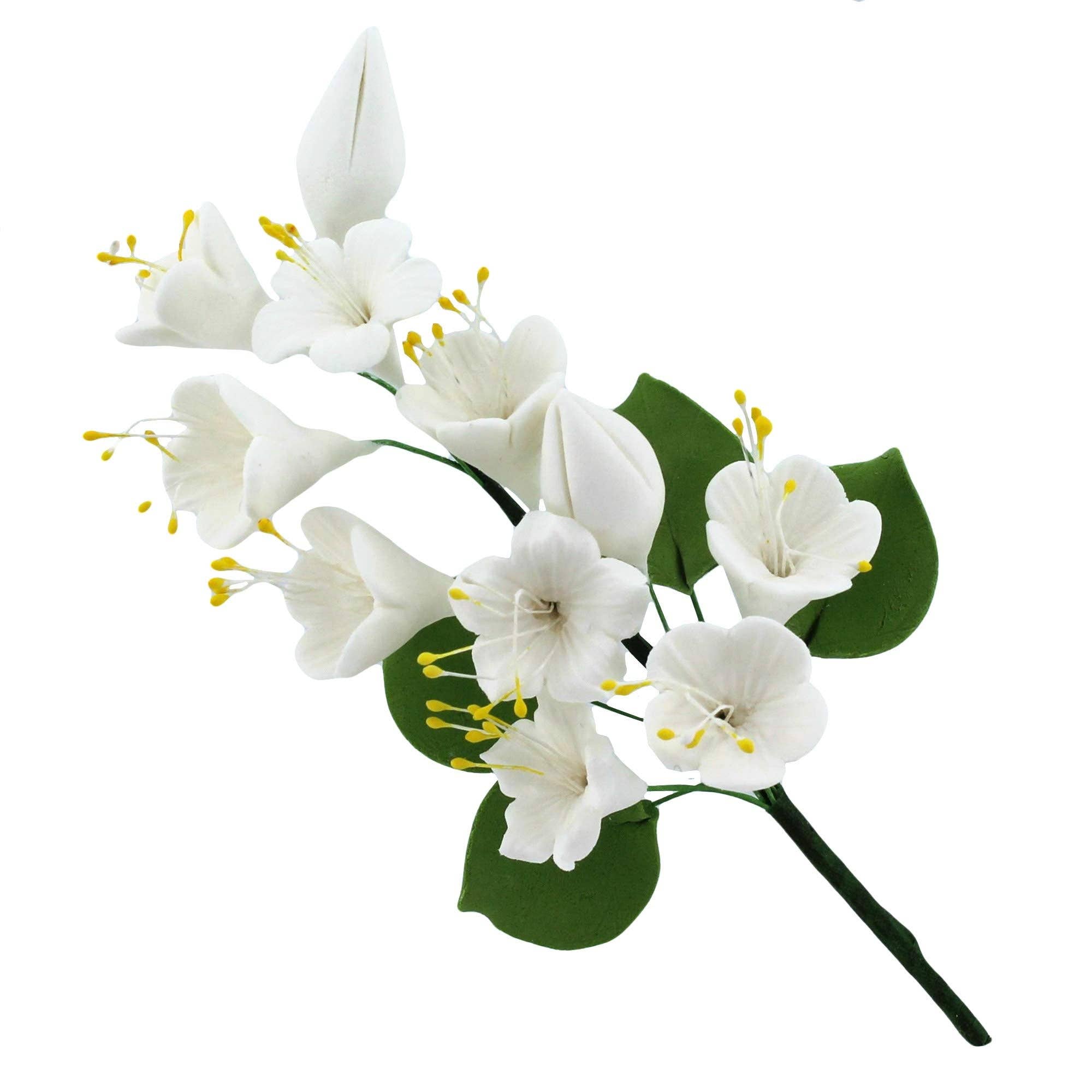 Global Sugar Art - Wholesale Cake/Cupcake Topper - Cherry Blossom Sugar Cake Flower Spray, by Global Sugar Art, White0