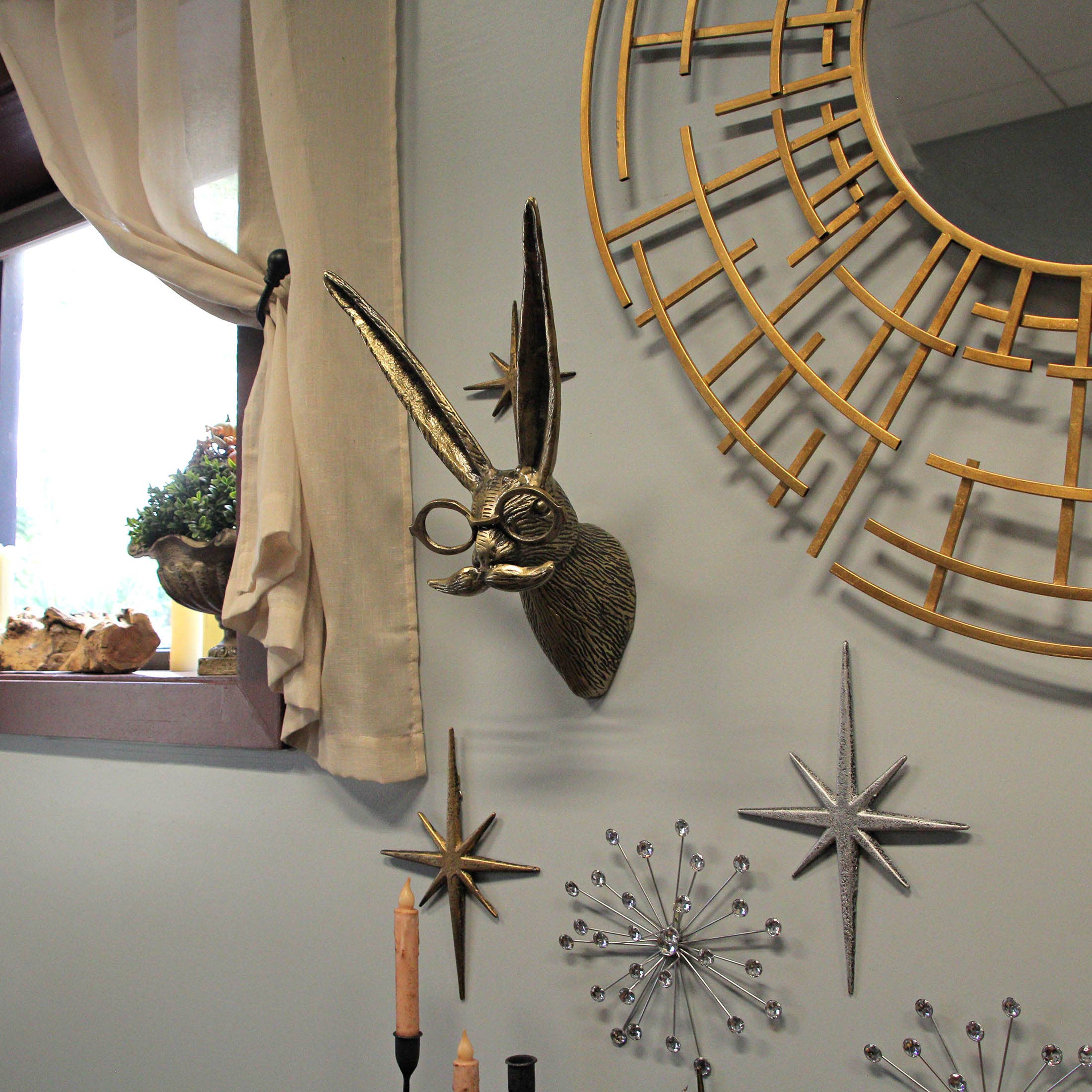 Zeckos - Wholesale Wall Decor - Kids & Baby - Gold Finish Hare Head Wall Hanging with Round Glasses 6