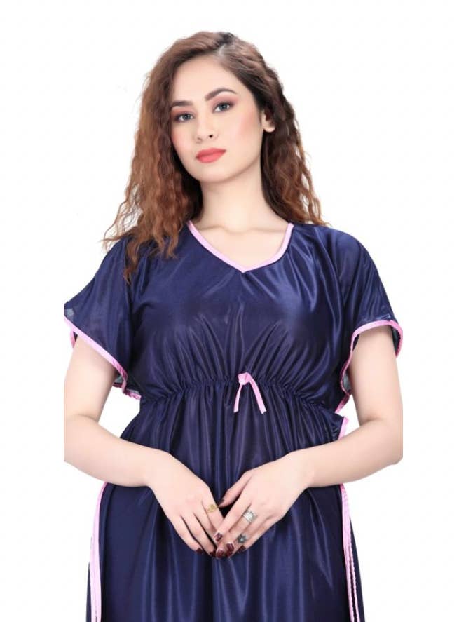 Robe caftan en satin bleu pour la vente par DWEEP SARA