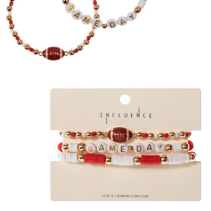 Designature New York - Wholesale Beaded Bracelet - Football Enamel Game day Beaded Stretch Bracelet