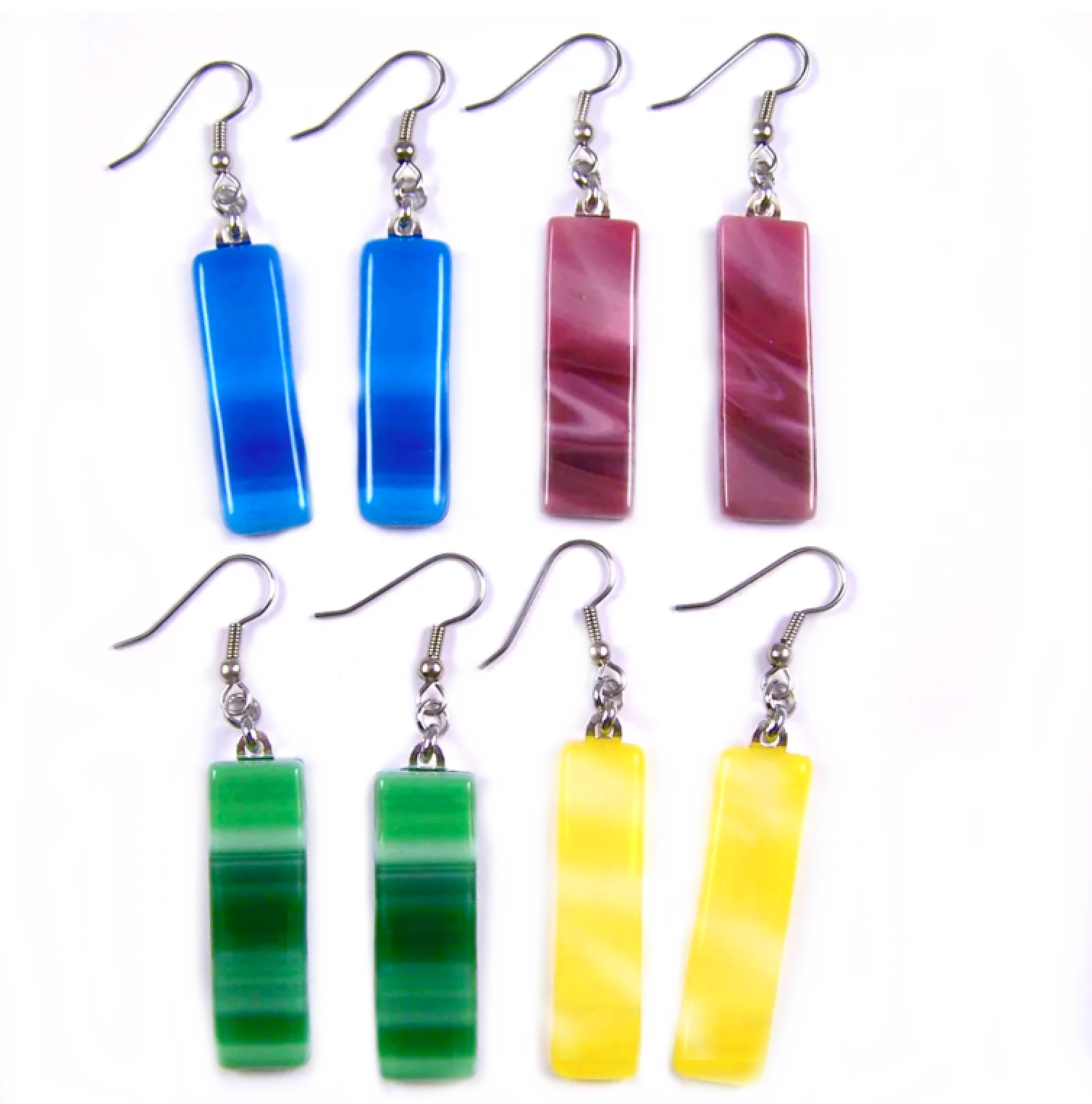 Glass Town USA - Wholesale Dangle Earrings - Stained Glass Earrings - Dangle Long - Bright Swirls1