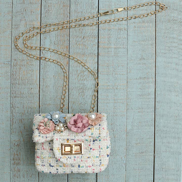 Sparkle Sisters by Couture Clips - Wholesale Crossbody Bag - Kids - Tweed Flower Purse