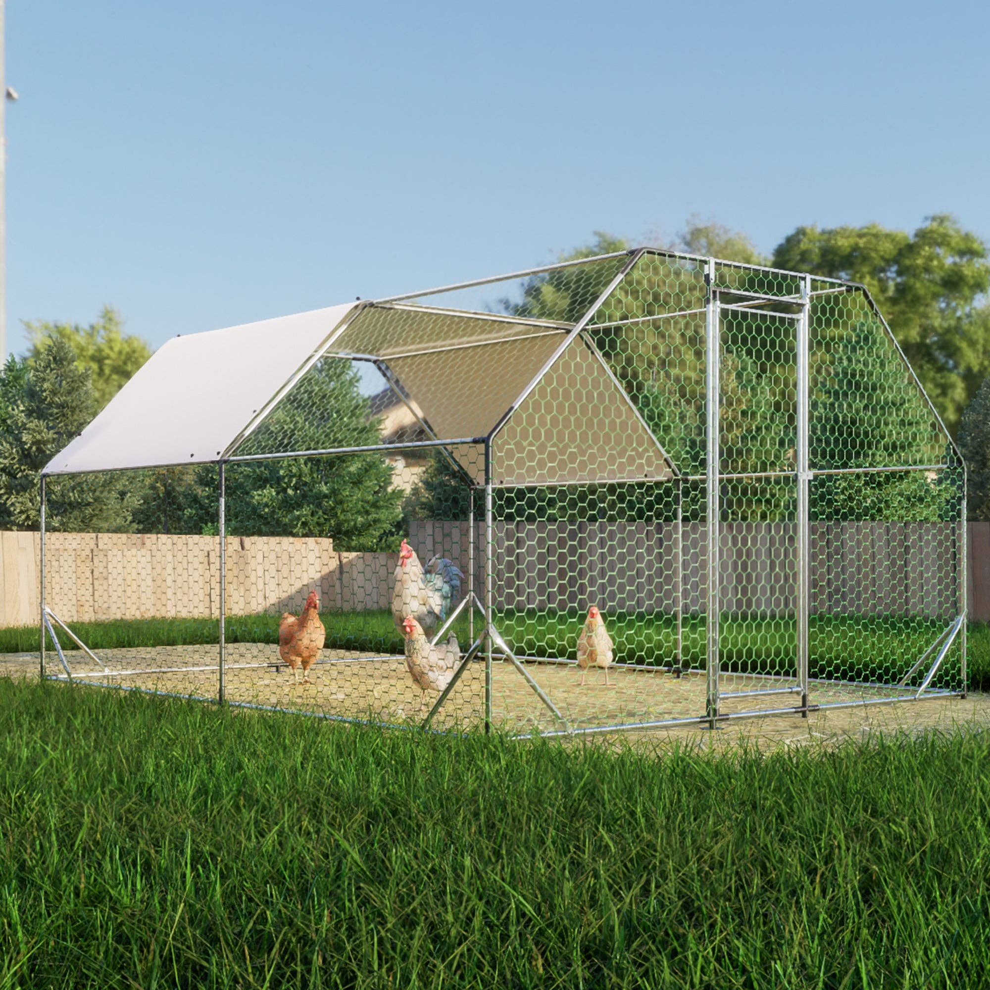 39F Inc. - Wholesale Outdoor Ornament/Decor - 10 ft. x 13 ft. Galvanized Large Metal Walk in Chicken Coop 7