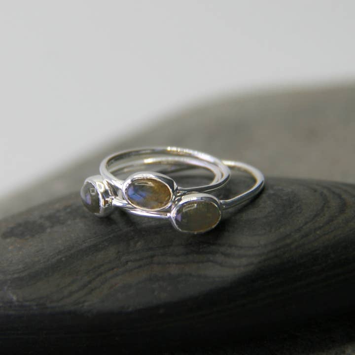 Heart and Lotus Sterling Silver Jewelry - Wholesale Single Stone/Solitaire Ring - Sterling Silver Labradorite Ring – You are Enough1