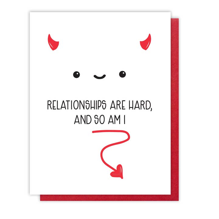 Relationships Are Hard Sexy Valentine Letterpress Card for wholesale by Kiss and Punch