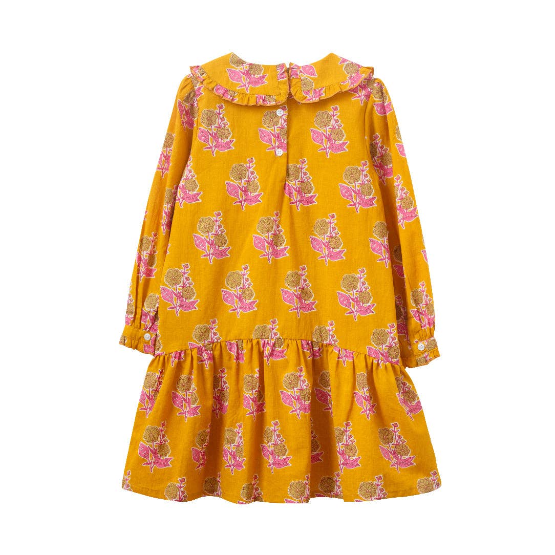 Beet World - Wholesale Dress - Kids - Wide Collar Dress | Mustard Floral4