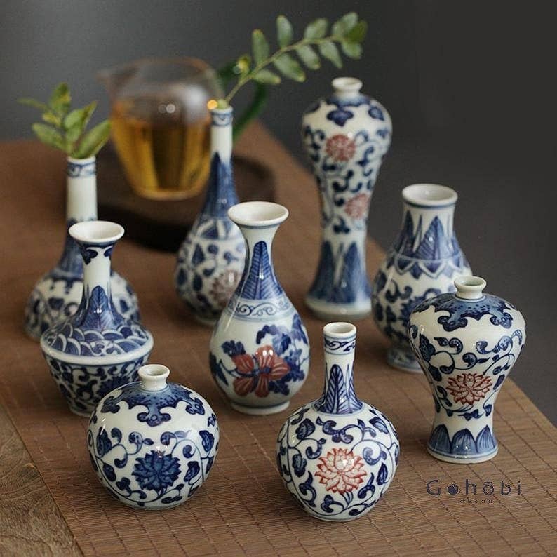 Gohobi （We cover U.S. import duties） – wholesale Vase – Gohobi Hand-painted Blue and White Porcelain Vase9