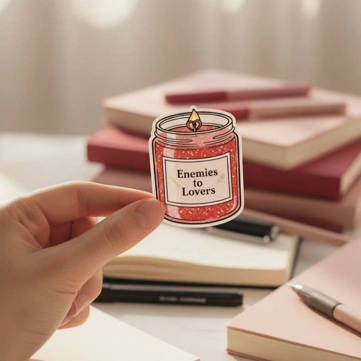 Romance Tropes Candle Stickers - Holographic for wholesale by Bookish Queen