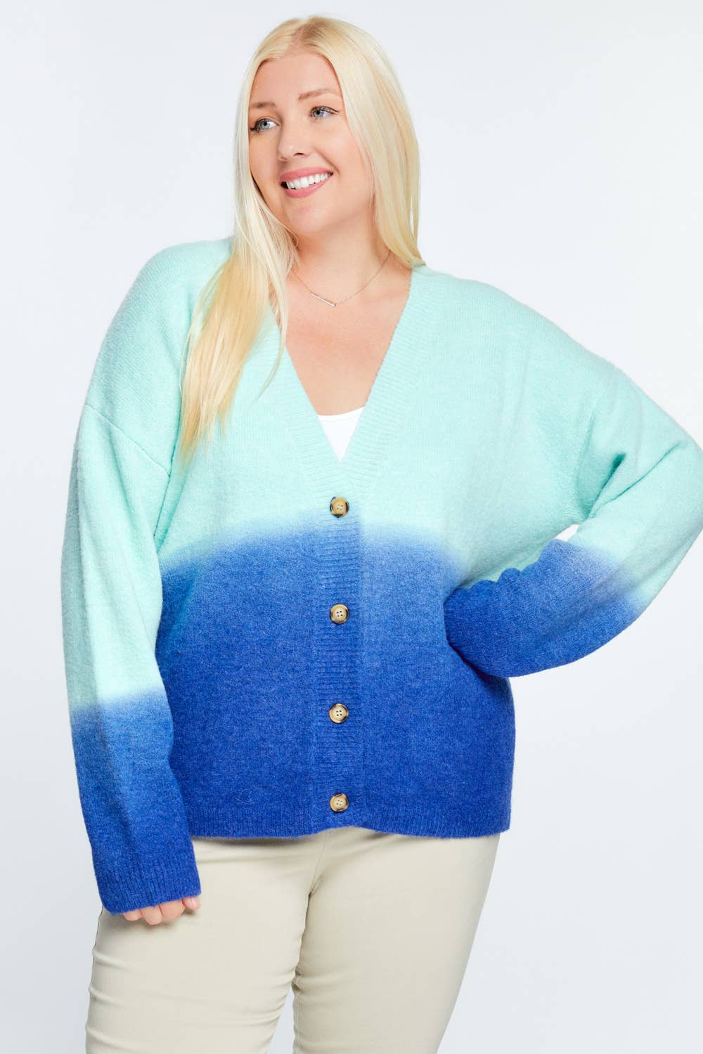 Davi & Dani - Wholesale Cardigan - Women's - OVERSIZE BUTTON DOWN CROPPED DYED SWEATER CARDIGAN1