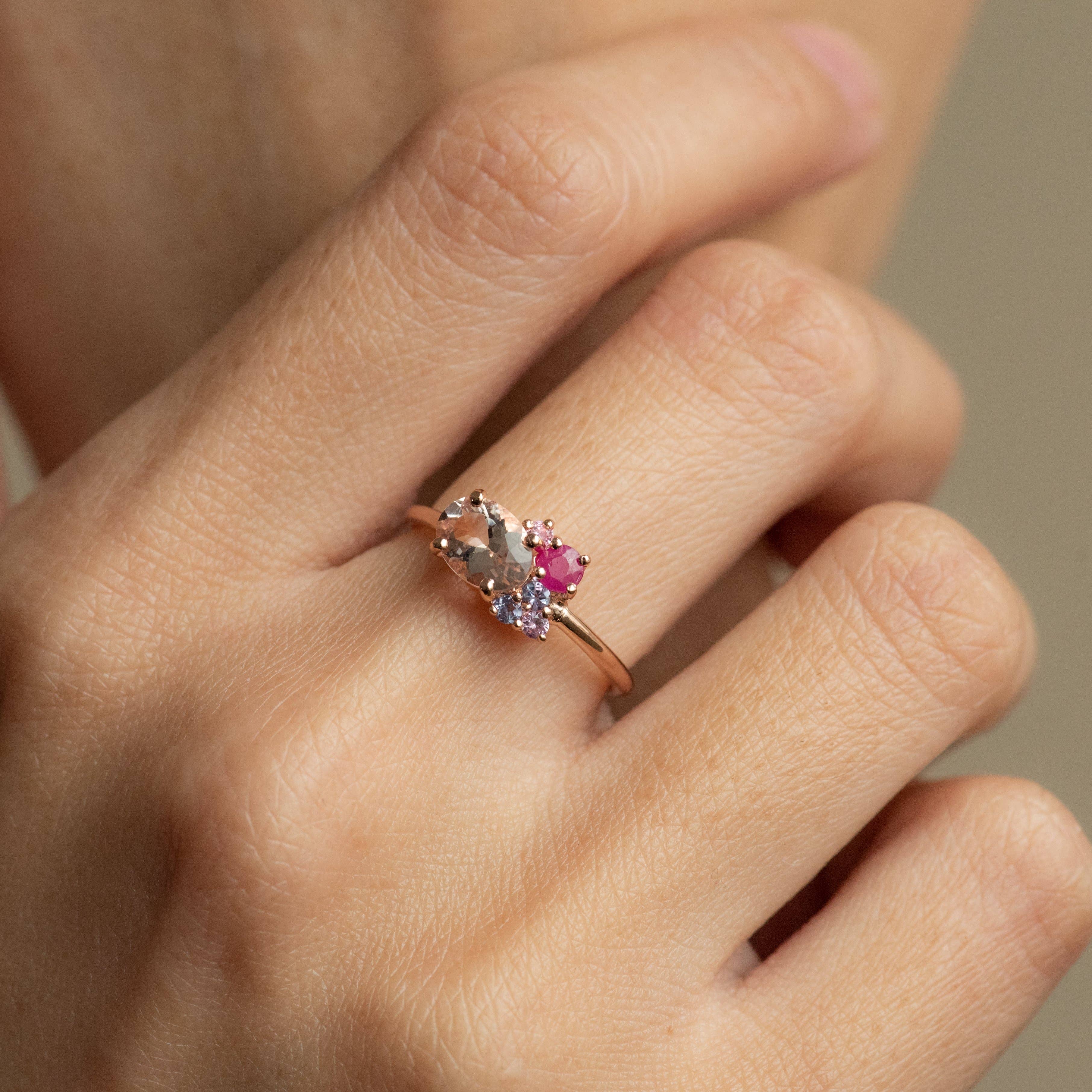 Minette - Wholesale Multi-Stone Ring - Lola Morganite Cluster Band1