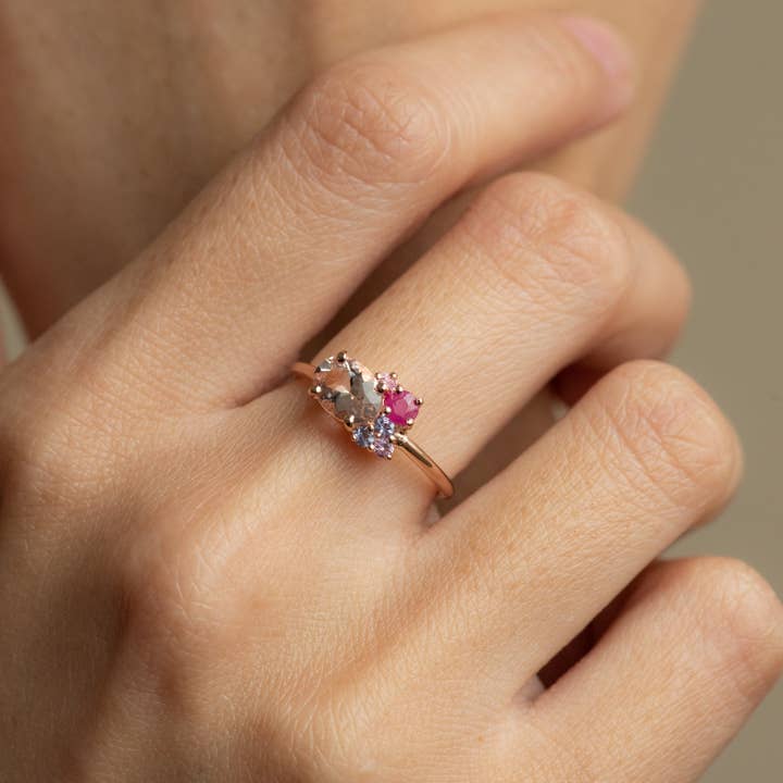 Minette - Wholesale Multi-Stone Ring - Lola Morganite Cluster Band1