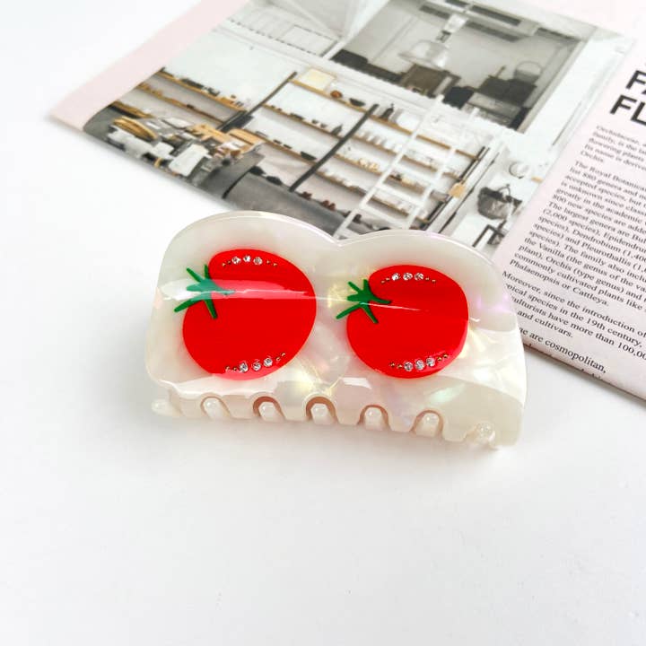 TheDivaSoap - Wholesale Hair Clip - Women's - Acetate Strawberry Tomato Hair Clip Fruit Series Claw Clips3