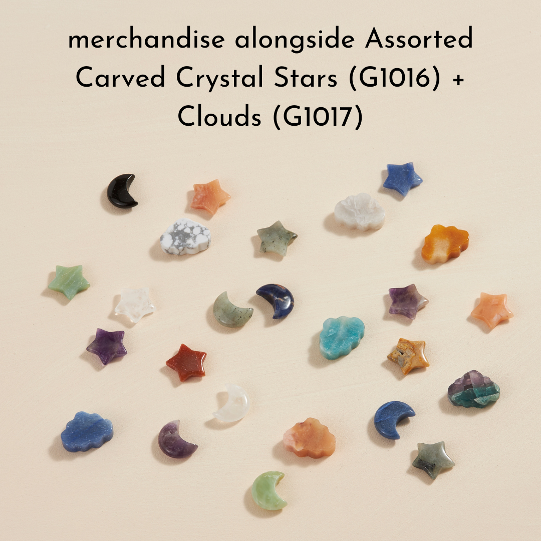 GeoCentral - Wholesale Spiritual Stone/Crystal - Assorted Carved Crystal Moons - 36 pcs 🌙5