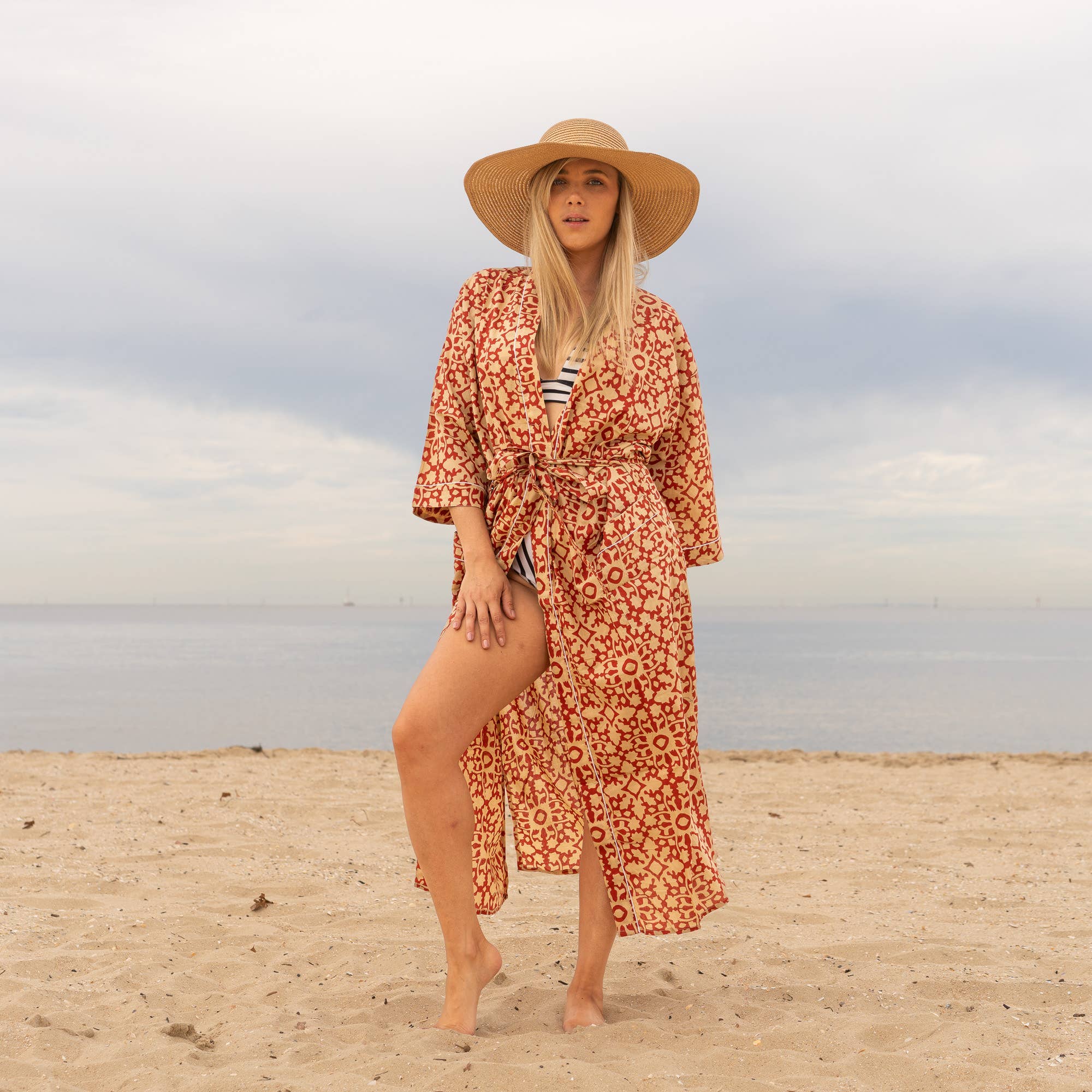 Glamthread - Wholesale Kimono - Women's - Geometric Block Print' Women's Cotton Kimono Robe1