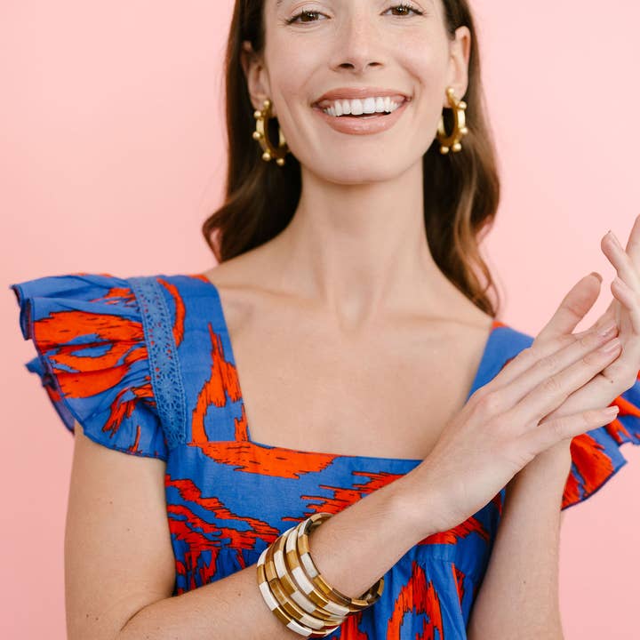 Sunshine Tienda - Wholesale Hoop Earrings - Gold Metallic Bead Hoops