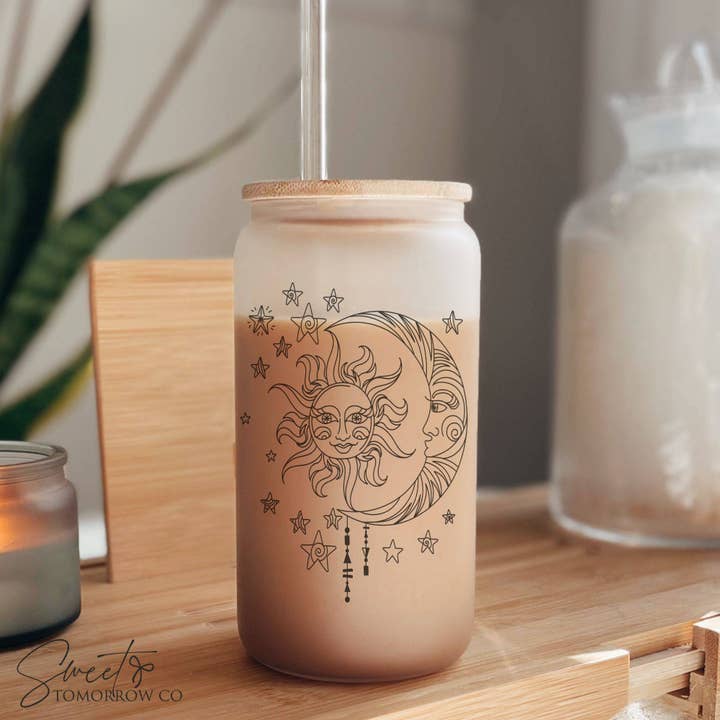 Verre Libbey Soleil Lune Croissant Boho Gobelet Croissant pour la vente par Cataleya Designs Studio LLC