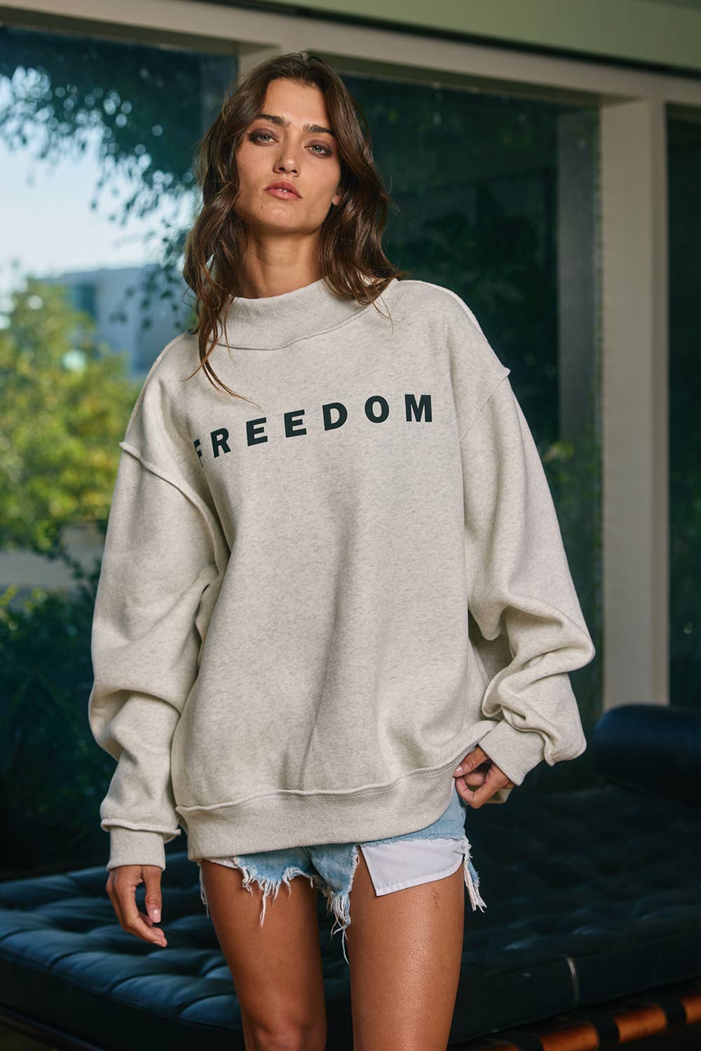 Ash grey IT2594-FREEDOM  'FREEDOM/LEGACY' Print Reversible Sweatshirt for wholesale on Faire4