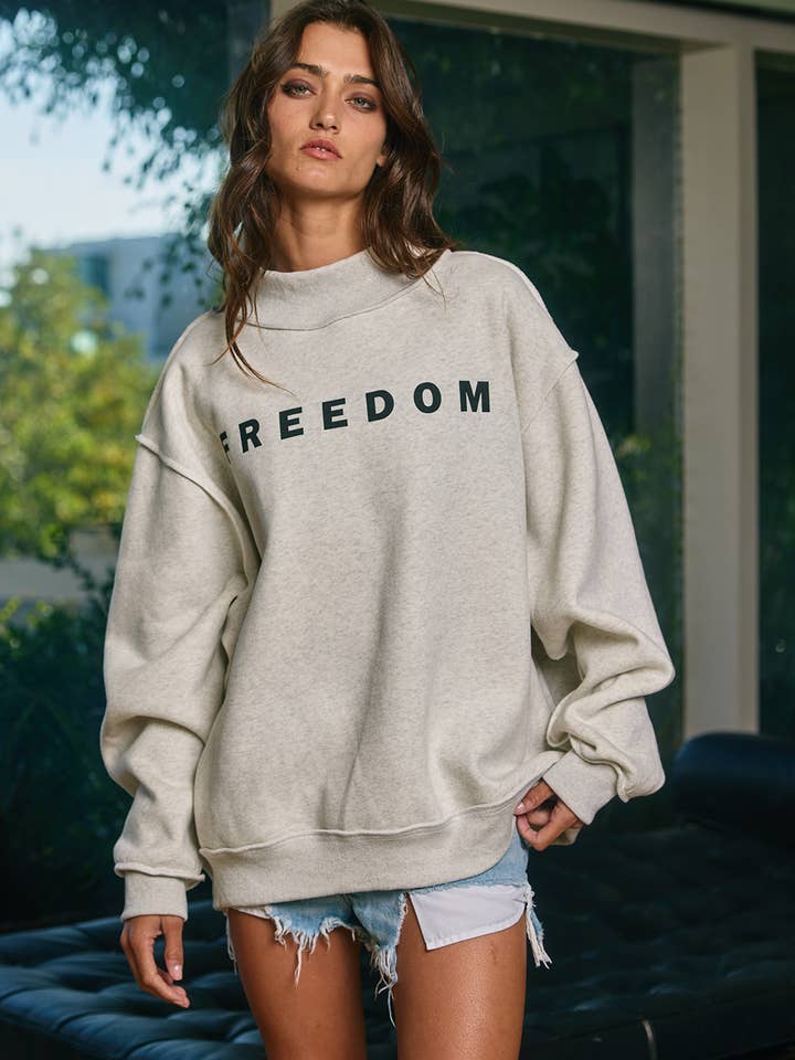 Ash grey IT2594-FREEDOM 'FREEDOM/LEGACY' Print Reversible Sweatshirt for wholesale on Faire4