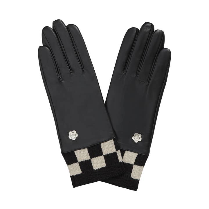 Rutigstickade manschetter svarta läderhandskar för wholesale av Mabel Sheppard