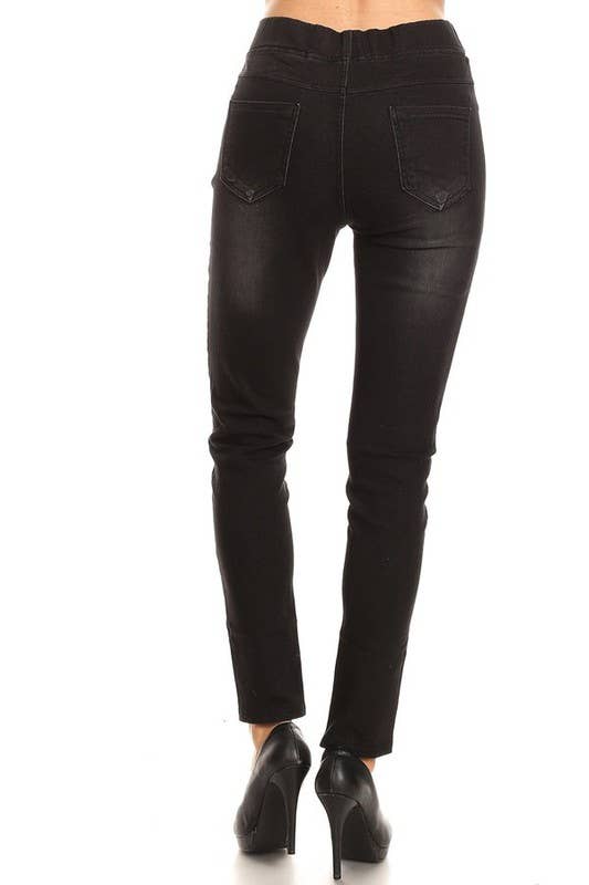 Color 5 - Wholesale Jeans - Women's - Solid color pre washed pull on denim skinny pull on jeggings1