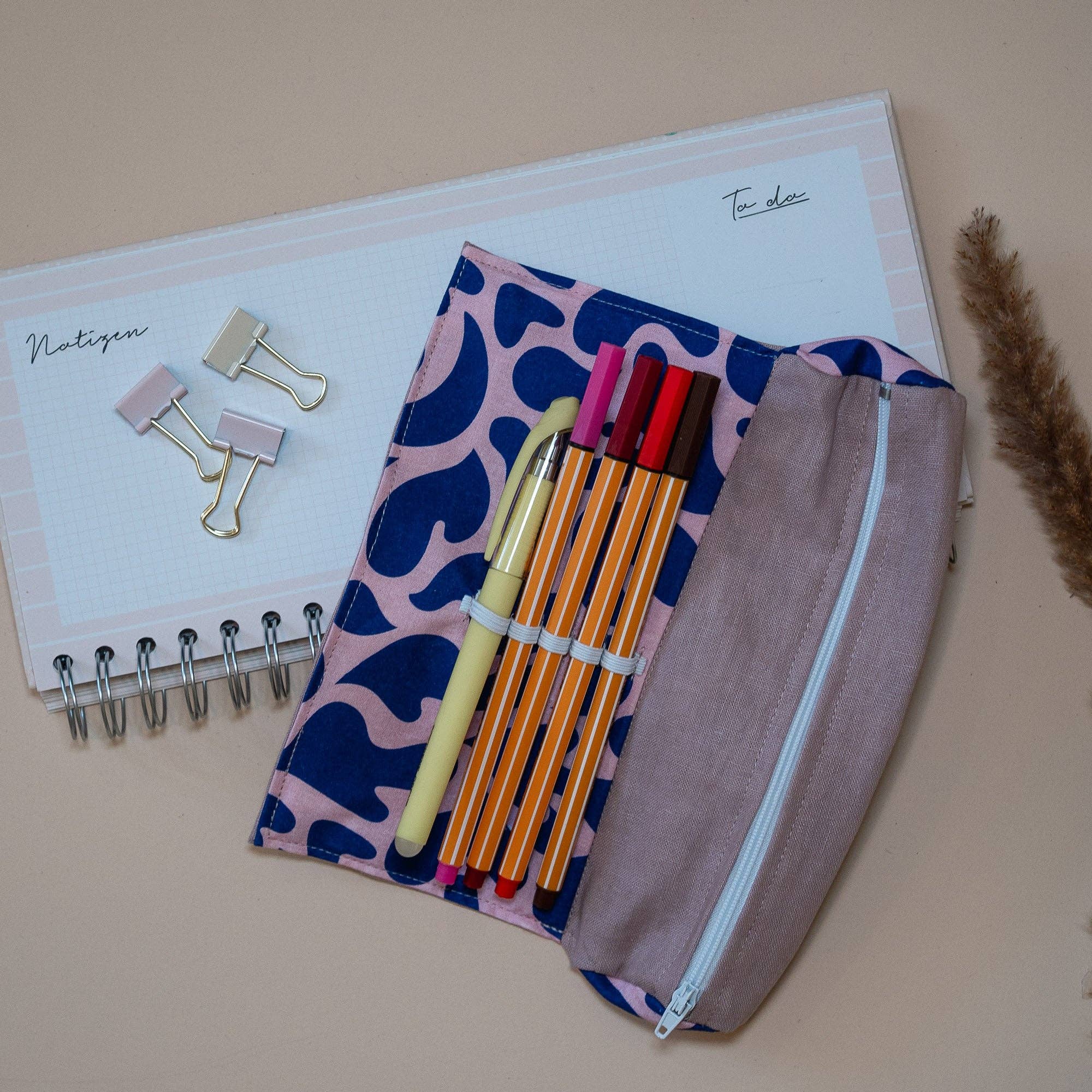 Tochter von Walter – Bolsa/estojo para lápis por atacado – Estojo pequeno rosa e azul para lápis0