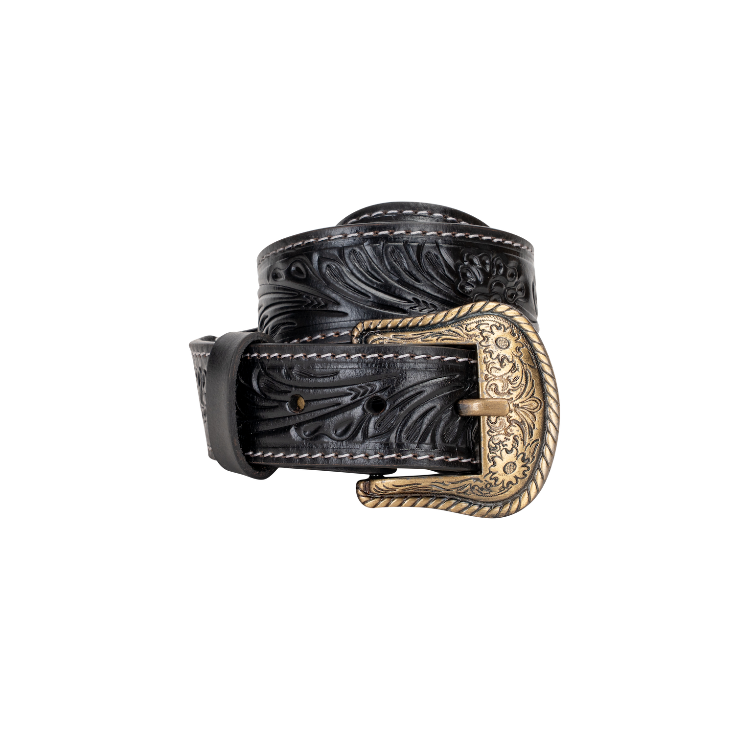 Greenwood Leather AU - Wholesale Belt - Unisex - Embossed Leather Belt - Black - With Western Style Buckle0