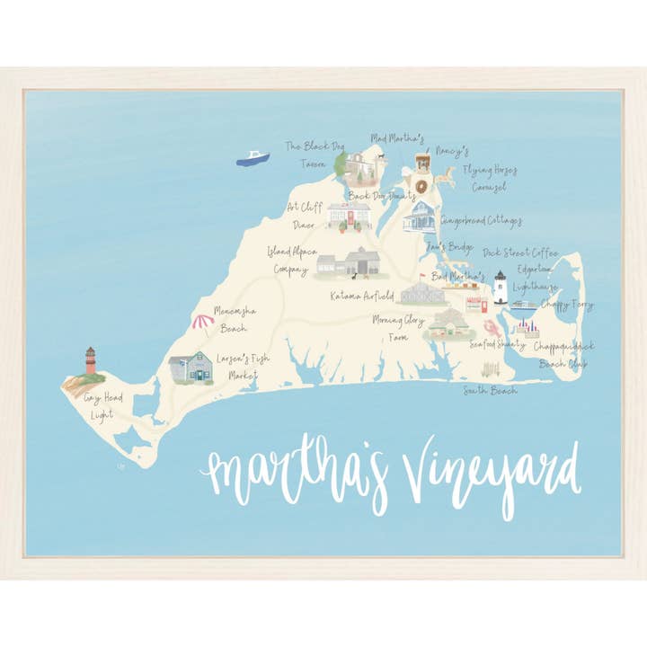 Martha’s Vineyard Map Print for wholesale by Palm Prints