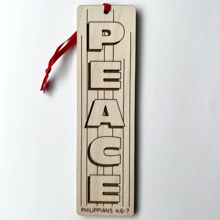 Peace Christian Bible Verse Wooden Bookmark with Ribbon for wholesale by Crossight Overclothes